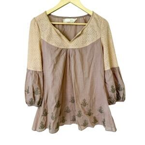 A'Reve Beige and Brown Tunic Top